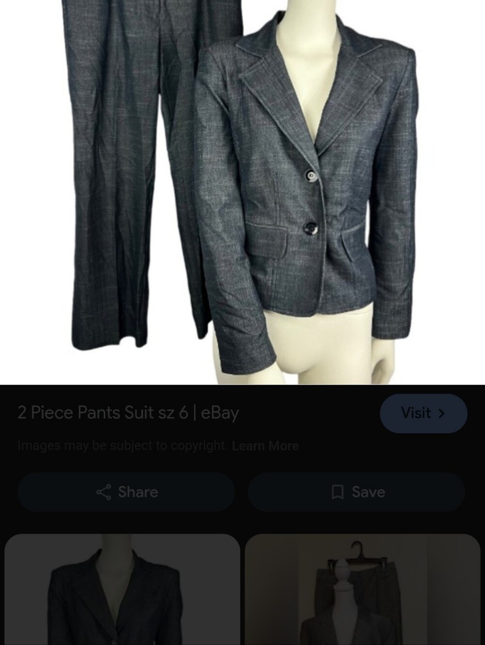 Dark Denim-Look Two-Piece Suit Jacket & Pants